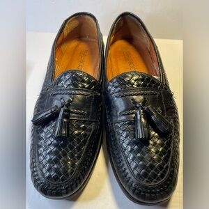 Brass Boot Black Tassel Leather Loafers 95456 Made in Spain Size 9